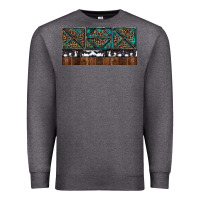 Charcoal Heather Rusty Sunflowers with Cowhide and Turquoise Premium Sweatshirt - RanaPortraitStore