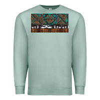 Seafoam Rusty Sunflowers with Cowhide and Turquoise Premium Sweatshirt - RanaPortraitStore