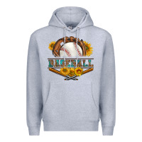 Heather Grey western baseball with sunflower Premium Hoodie - BundleAndBundleShop