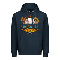 Navy western baseball with sunflower Premium Hoodie - BundleAndBundleShop