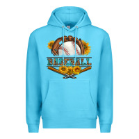 Ocean Blue western baseball with sunflower Premium Hoodie - BundleAndBundleShop