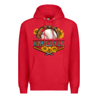 Red western baseball with sunflower Premium Hoodie - BundleAndBundleShop