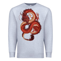 Heather Grey red dragon Premium Sweatshirt - RanaPortraitStore