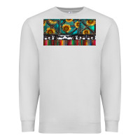Dove Grey Rusty Sunflowers with Cowhide and Turquoise Premium Sweatshirt - RanaPortraitStore