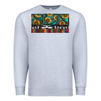 Heather Grey Rusty Sunflowers with Cowhide and Turquoise Premium Sweatshirt - RanaPortraitStore
