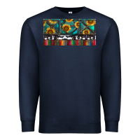 Navy Rusty Sunflowers with Cowhide and Turquoise Premium Sweatshirt - RanaPortraitStore