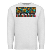 Oatmeal Heather Rusty Sunflowers with Cowhide and Turquoise Premium Sweatshirt - RanaPortraitStore