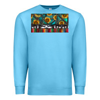 Ocean Blue Rusty Sunflowers with Cowhide and Turquoise Premium Sweatshirt - RanaPortraitStore