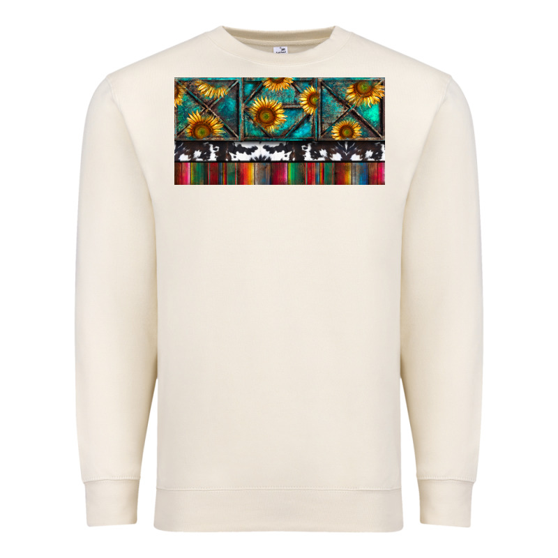 Rusty Sunflowers With Cowhide And Turquoise Premium Sweatshirt by RanaPortraitStore | Teevron