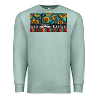 Seafoam Rusty Sunflowers with Cowhide and Turquoise Premium Sweatshirt - RanaPortraitStore