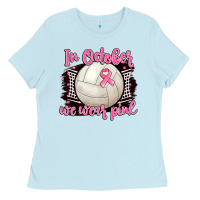 Baby Blue in october we wear pink volleyball Ladies Tee - BarkalooDesign