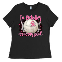 Black in october we wear pink volleyball Ladies Tee - BarkalooDesign
