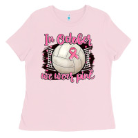 Bubblegum Pink in october we wear pink volleyball Ladies Tee - BarkalooDesign