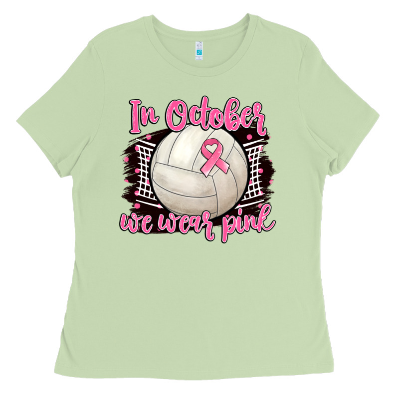 In October We Wear Pink Volleyball Ladies Tee by BarkalooDesign | Teevron
