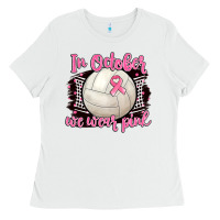 White in october we wear pink volleyball Ladies Tee - BarkalooDesign