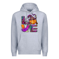 Heather Grey halloween love Premium Hoodie - AdoDesignShop