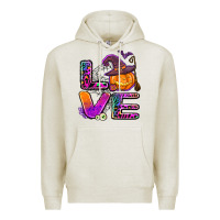 Oatmeal Heather halloween love Premium Hoodie - AdoDesignShop