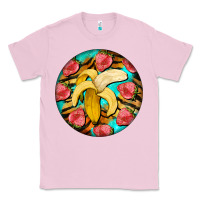 Bubblegum Pink banana and strawberries with tiger pattern Classic Tee - BarkalooDesign