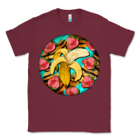 Burgundy banana and strawberries with tiger pattern Classic Tee - BarkalooDesign