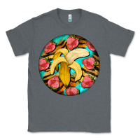 Charcoal Heather banana and strawberries with tiger pattern Classic Tee - BarkalooDesign