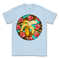 Dusty Blue banana and strawberries with tiger pattern Classic Tee - BarkalooDesign