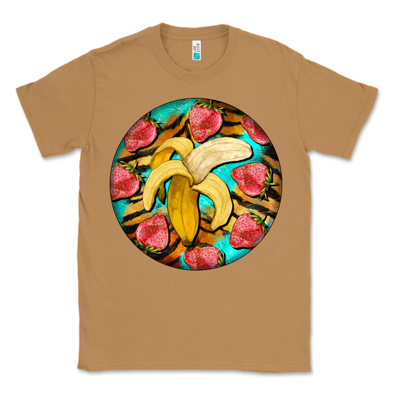 Banana And Strawberries With Tiger Pattern Classic Tee by BarkalooDesign | Teevron