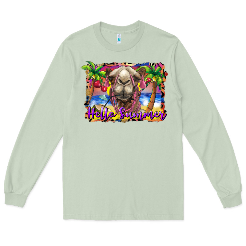 Hello Summer Camel At The Beach Long Sleeve Tee by BarkalooDesign | Teevron