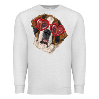 Oatmeal Heather Saint bernard with love glasses Premium Sweatshirt - RanaPortraitStore