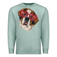 Seafoam Saint bernard with love glasses Premium Sweatshirt - RanaPortraitStore