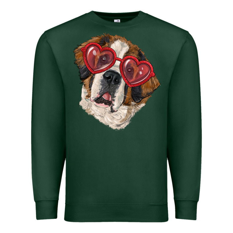 Saint Bernard With Love Glasses Premium Sweatshirt by RanaPortraitStore | Teevron