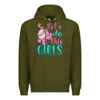 Army Green let's do this girls baseball Premium Hoodie - BundleAndBundleShop