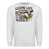 Oatmeal Heather living life somewhere between jesus take the wheel Premium Sweatshirt - Zillion Design Studio