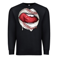 Black sports lips baseball Premium Sweatshirt - texasbilliewilder