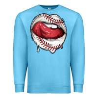 Ocean Blue sports lips baseball Premium Sweatshirt - texasbilliewilder