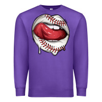 Purple sports lips baseball Premium Sweatshirt - texasbilliewilder