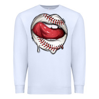 White sports lips baseball Premium Sweatshirt - texasbilliewilder
