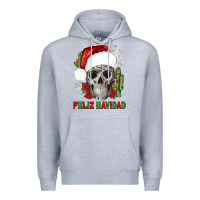 Heather Grey feliz navidad skull cactus Premium Hoodie - JahusDesignShop