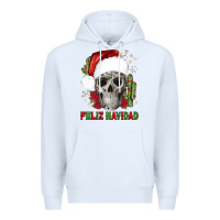 White feliz navidad skull cactus Premium Hoodie - JahusDesignShop