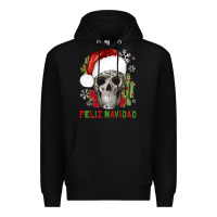 Black feliz navidad skull cactus Premium Hoodie - JahusDesignShop