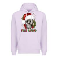 Lilac feliz navidad skull cactus Premium Hoodie - JahusDesignShop