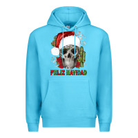 Ocean Blue feliz navidad skull cactus Premium Hoodie - JahusDesignShop