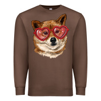 Chestnut shiba inu with love glasses Premium Sweatshirt - RanaPortraitStore
