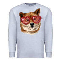Heather Grey shiba inu with love glasses Premium Sweatshirt - RanaPortraitStore