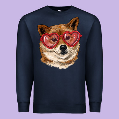 Premium Sweatshirt shiba inu with love glasses