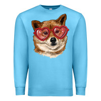 Ocean Blue shiba inu with love glasses Premium Sweatshirt - RanaPortraitStore