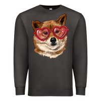Smoke shiba inu with love glasses Premium Sweatshirt - RanaPortraitStore