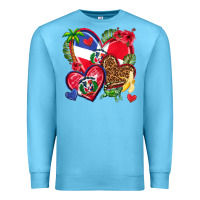Ocean Blue dominican republic  hearts Premium Sweatshirt - texasbilliewilder