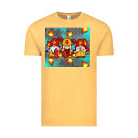 Vintage Mustard firefighter gnomes Vintage Tee - Artiststas