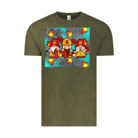 Vintage Olive firefighter gnomes Vintage Tee - Artiststas