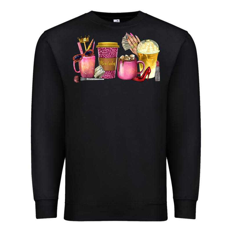 Boss Lady Coffee Cups With Money Premium Sweatshirt by texasbilliewilder | Teevron